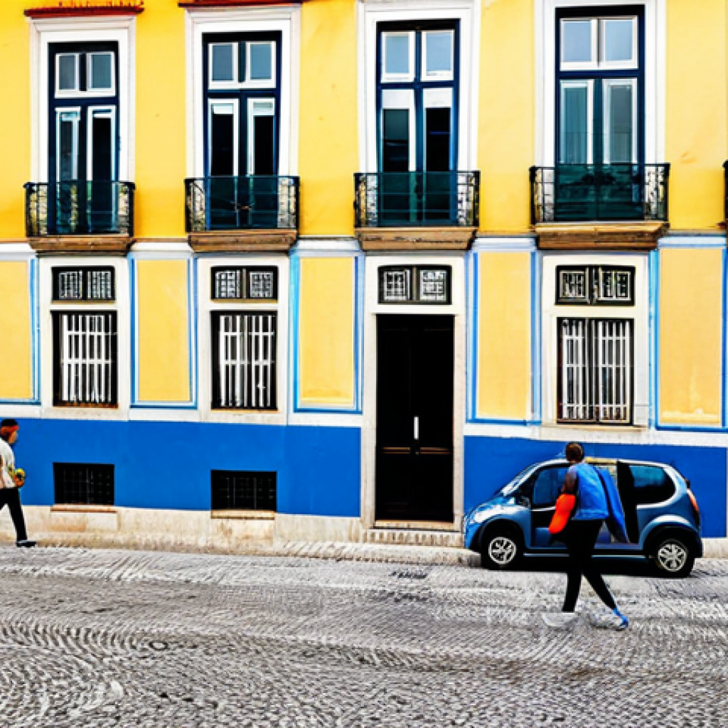 Strategic Location**

"A vibrant street scene in Lisbon, Portugal, showcasing a renovated apartment building with traditional Portuguese tiles, safe for work, appropriate content, fully clothed pedestrians, professional photography, bustling environment, modest architecture, natural lighting, perfect anatomy, correct proportions, family-friendly"

**