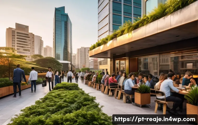 2024년 상반기 부동산 시장 예측 - A vibrant urban cityscape of downtown São Paulo, showcasing modern high-rise residential buildings w...