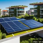 Home 23 부동산 시장의 커뮤니티 개발 전망 - A modern urban residential community in Brazil featuring eco-friendly architecture with solar panels...
