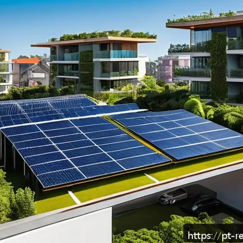Home 17 부동산 시장의 커뮤니티 개발 전망 - A modern urban residential community in Brazil featuring eco-friendly architecture with solar panels...