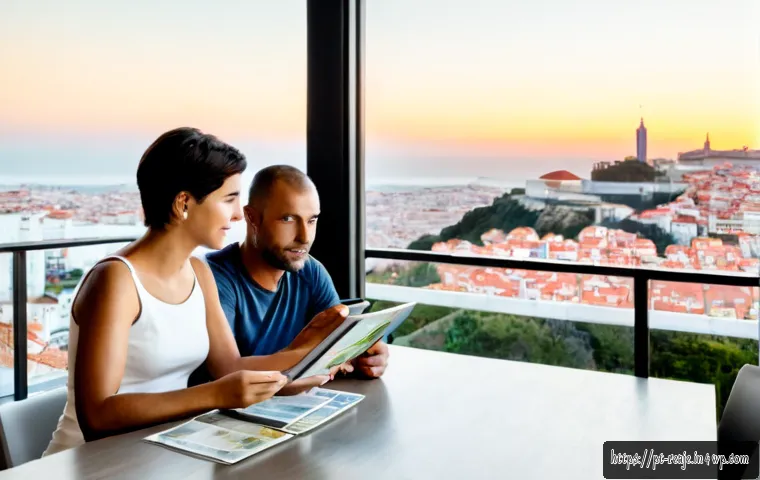 Home 17 부동산 시장에서의 투자 심리 변화 - Photorealistic real estate investment mood shift, split-scene composition in a modern Lisbon apartme...